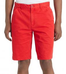 Calvin Klein Racing Red Twill Flat Front Shorts