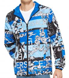 Versace Jeans Blue White Graphic Logo Reversible Jacket