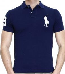 Ralph Lauren Navy White Custom Fit Big Pony Polo