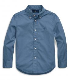 Ralph Lauren Little Boys Fall Blue Garment-Dyed Twill Shirt