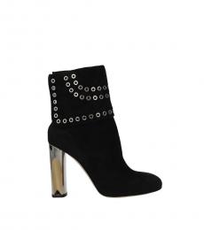 Black Studded Suede Booties