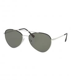 Prada Silver-Black Evolution Aviator Sunglasses