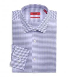 Hugo Boss Purple Sharp-Fit Gingham Dress Shirt