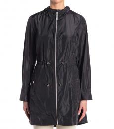 Vince Camuto Black Solid Hooded Anorak Jacket
