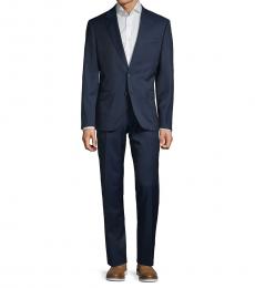 Karl Lagerfeld Navy Blue Slim-Fit Textured Suit