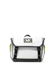 Michael Kors White/Neon Yellow Cooper Mesh Mini Bike Bag