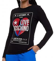 Love Moschino Black Crystal-Embellished Jersey Top