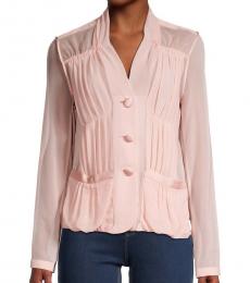 DKNY Light Pink Sheer Ruched Blouse
