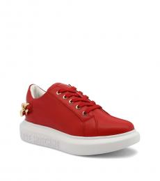 Red Chain Embellished Sneakers