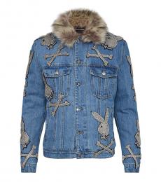 Blue Denim Fur Jacket