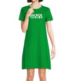 DKNY Light Green Logo Mini Tee Dress