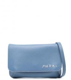 Marni Blue Embroidered Logo Small Crossbody Bag