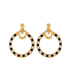 True Religion Golden Crystal Circle Drop Doorknocker Earrings