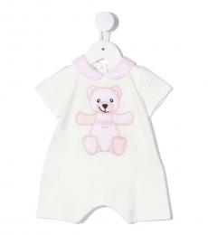 Fendi Baby Boys White Pink Cotton Romper