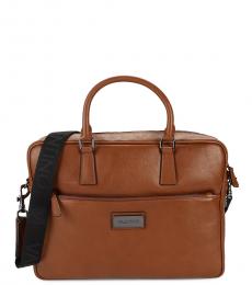 Mario Valentino Brown Adam Large Briefcase Bag