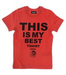 Boys Red Maxi Printed T-Shirt