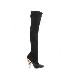 Black Knee High Leather Boots