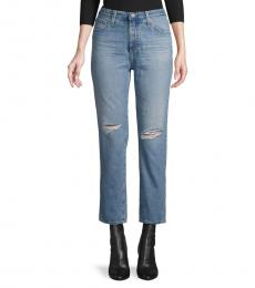AG Adriano Goldschmied Blue High-Rise Straight-Fit Jeans