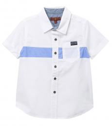 7 For All Mankind Little Boys White Button Up Short Sleeve Shirt