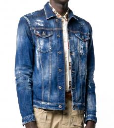 Dsquared2 Blue Paint Splatter Denim Jacket