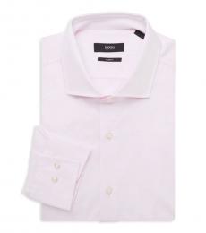 Hugo Boss Light Pink Slim-Fit Pinstriped Dress Shirt