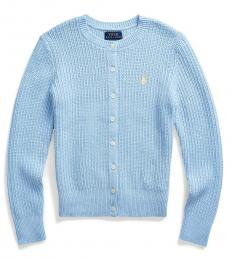 Ralph Lauren Girls Light Blue Heather Cardigan