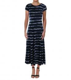 Ralph Lauren Navy Multi Stripe Midi Casual Shirtdress