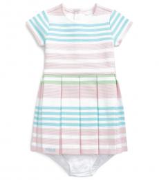 Ralph Lauren Baby Girls White Multi Striped Knit Dress