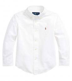 Ralph Lauren Little Boys White Cotton-Blend Shirt