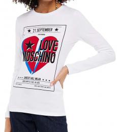 Love Moschino White Crystal-Embellished Jersey Top