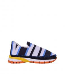 Blue Striped Slip On Espadrille Sneakers