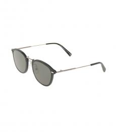 Ermenegildo Zegna Black Classic Round Sunglasses