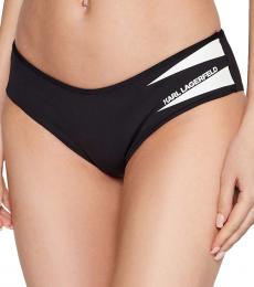 Karl Lagerfeld Black Logo Contrast Bikini Bottoms