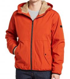 Orange Faux Shearling Lined Jacket