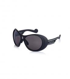 Moncler Black Round Shield Sunglasses