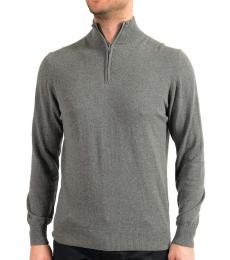 Balmain Grey Half Zip Pullover Sweater
