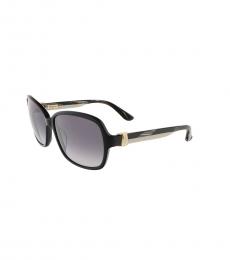 Ferragamo Black Grey Gradient Rectangular Sunglasses