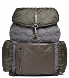 Grey Quilted Large Backpack