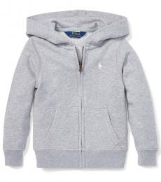 Ralph Lauren Little Girls Light Grey French Terry Hoodie
