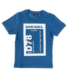 Diesel Boys Blue Logo Maxi Printed T-Shirt