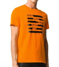 Just Cavalli Orange Embossed T-Shirt