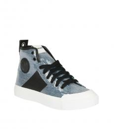 Diesel Blue Fabric Sequined S-ASTICO Sneakers