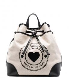 Love Moschino Beige Logo Small Backpack