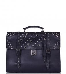 Dolce & Gabbana Black Studded Logo Large Briefcase Bag