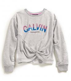Calvin Klein Girls Grey Twisted Front Sweatshirt