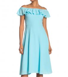 Betsey Johnson Aqua OffShoulder Pebble Crepe Dress