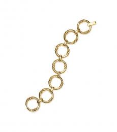 Gold Round Textured Link Bracelet