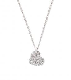 DKNY Silver Crystal Heart Pendant Necklace