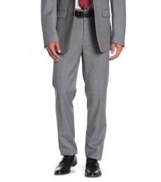 Grey Solid Suit Pants