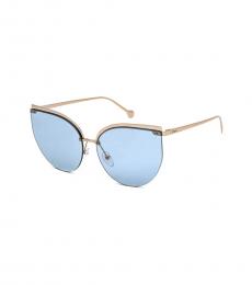 Salvatore Ferragamo Shiny Gold-Azure Cat Eye Sunglasses